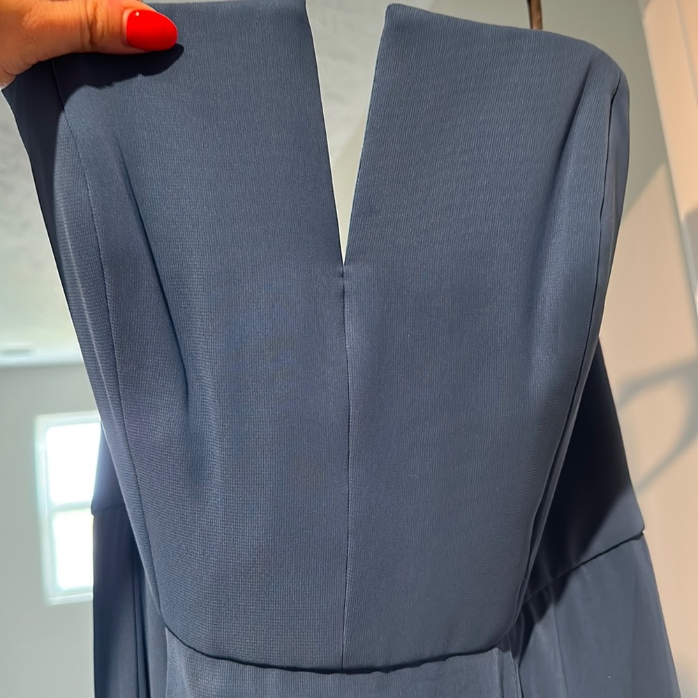 Dessy collection blue strapless floor length grown